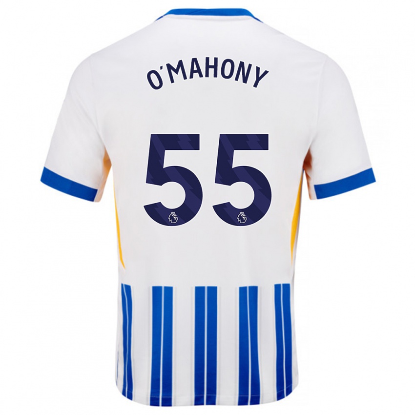 Hombre Camiseta Mark O'mahony #55 Blanco Azul Rayas 1ª Equipación 2024/25 La Camisa México