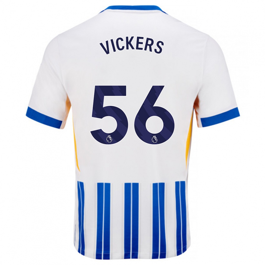 Hombre Camiseta Caylan Vickers #56 Blanco Azul Rayas 1ª Equipación 2024/25 La Camisa México