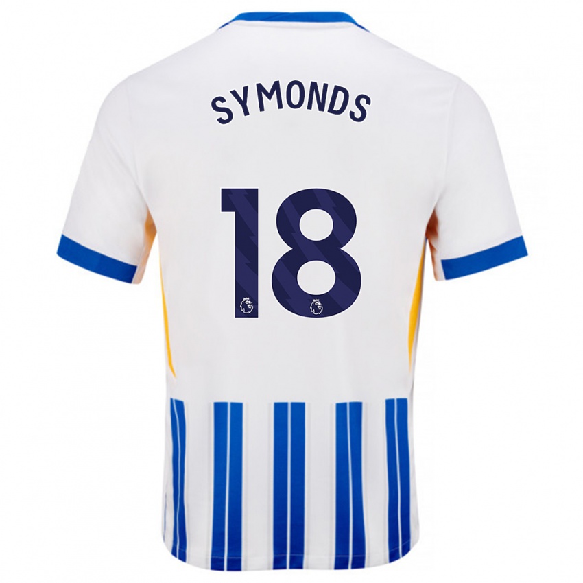 Hombre Camiseta Maisie Symonds #18 Blanco Azul Rayas 1ª Equipación 2024/25 La Camisa México