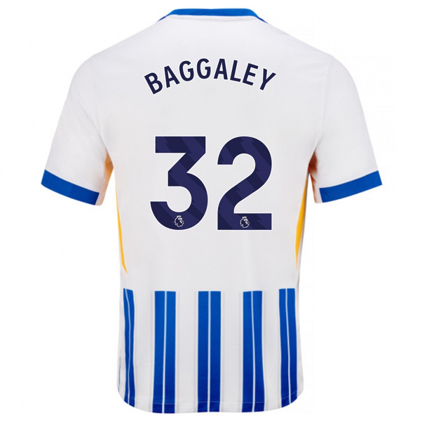 Hombre Camiseta Sophie Baggaley #32 Blanco Azul Rayas 1ª Equipación 2024/25 La Camisa México