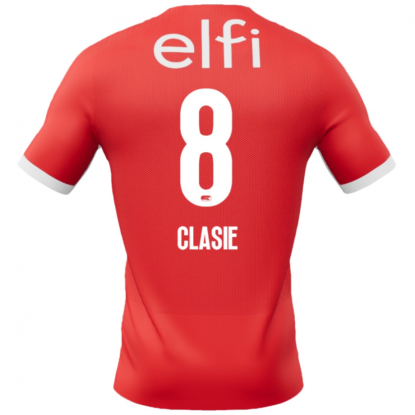 Hombre Camiseta Jordy Clasie #8 Rojo Blanco 1ª Equipación 2024/25 La Camisa México