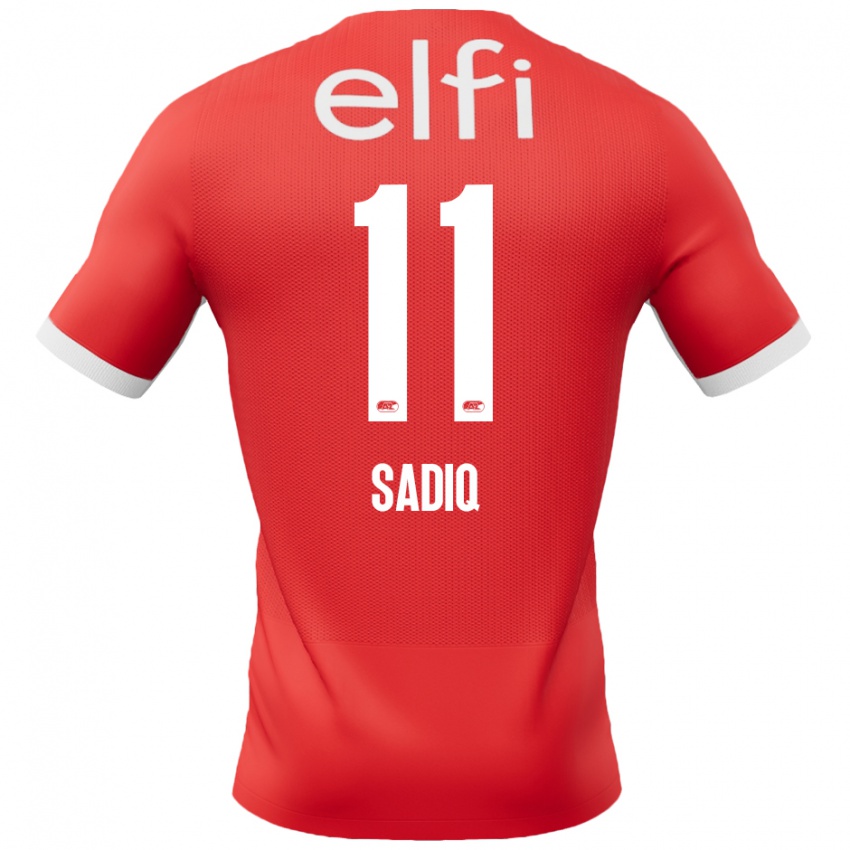 Hombre Camiseta Ibrahim Sadiq #11 Rojo Blanco 1ª Equipación 2024/25 La Camisa México