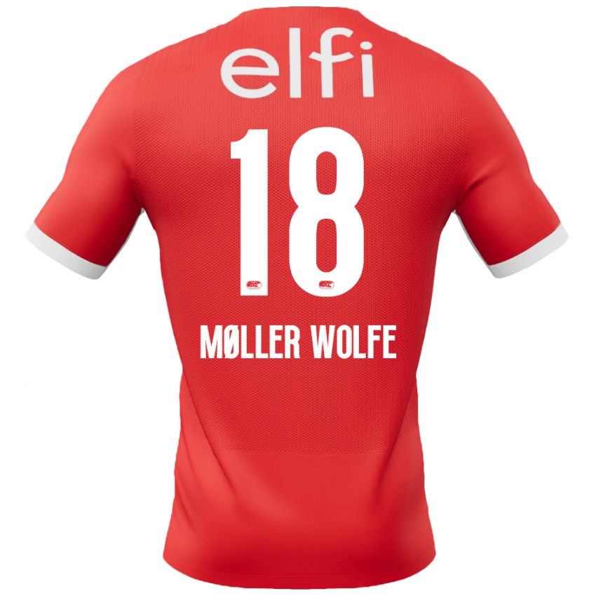 Hombre Camiseta David Møller Wolfe #18 Rojo Blanco 1ª Equipación 2024/25 La Camisa México