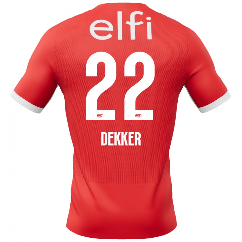 Hombre Camiseta Maxim Dekker #22 Rojo Blanco 1ª Equipación 2024/25 La Camisa México