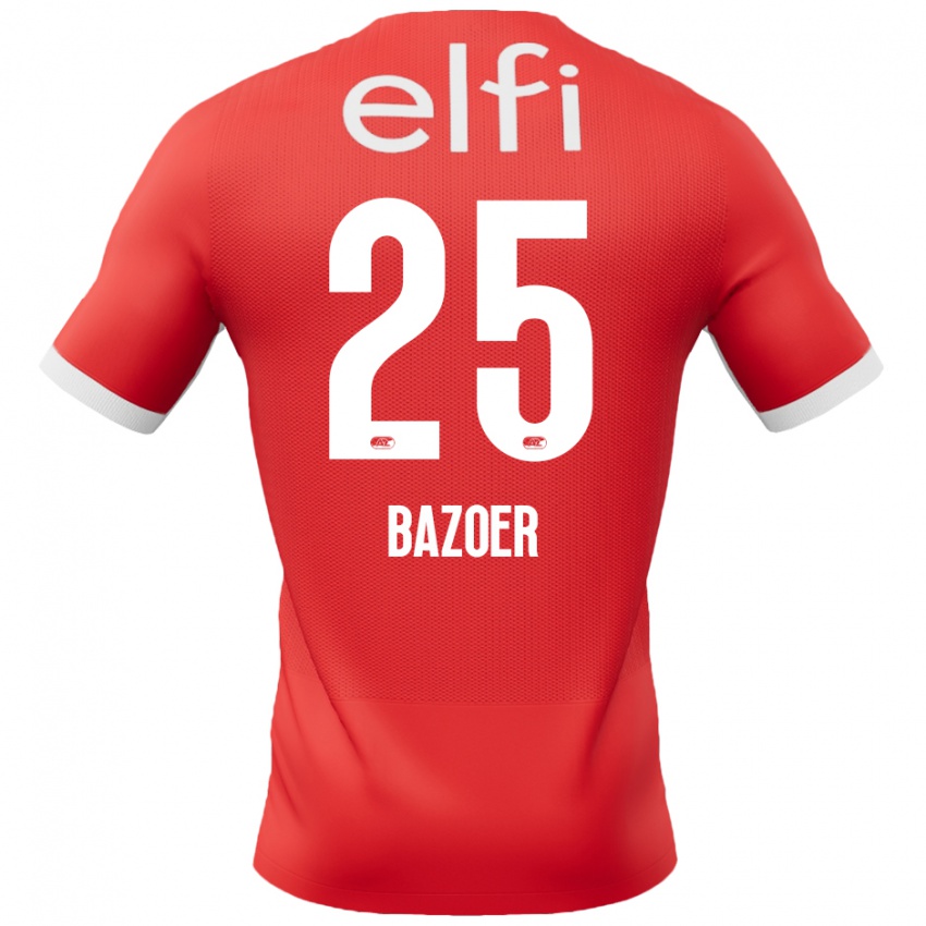 Hombre Camiseta Riechedly Bazoer #25 Rojo Blanco 1ª Equipación 2024/25 La Camisa México