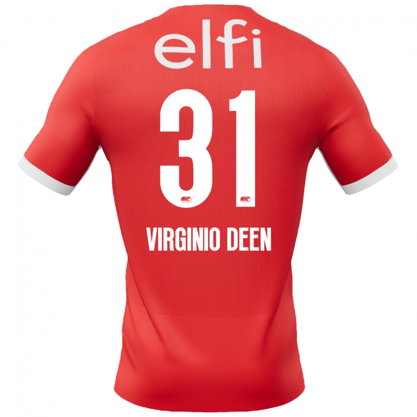 Hombre Camiseta Daniël Virginio Deen #31 Rojo Blanco 1ª Equipación 2024/25 La Camisa México