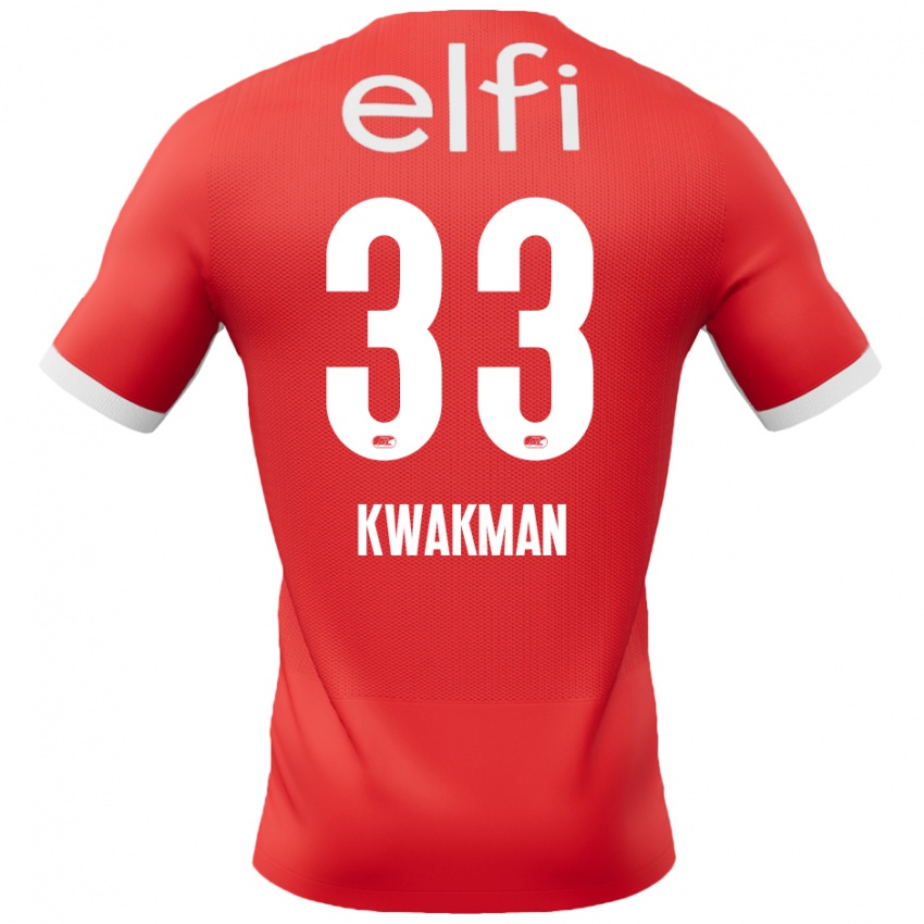 Hombre Camiseta Dave Kwakman #33 Rojo Blanco 1ª Equipación 2024/25 La Camisa México