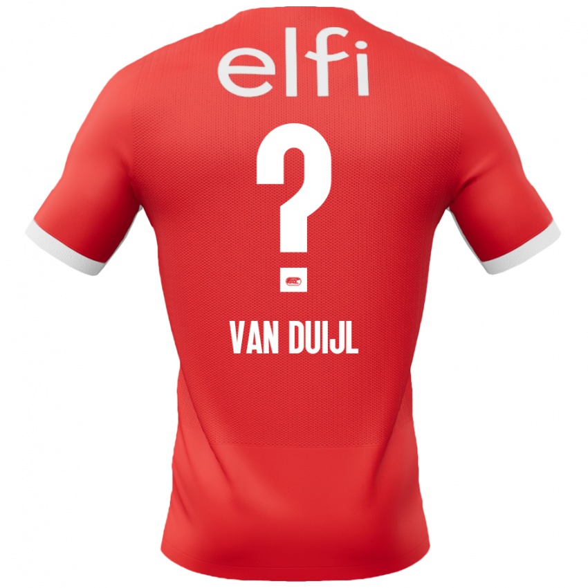 Hombre Camiseta Billy Van Duijl #0 Rojo Blanco 1ª Equipación 2024/25 La Camisa México