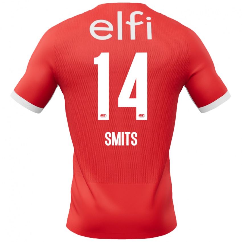 Hombre Camiseta Anthony Smits #14 Rojo Blanco 1ª Equipación 2024/25 La Camisa México