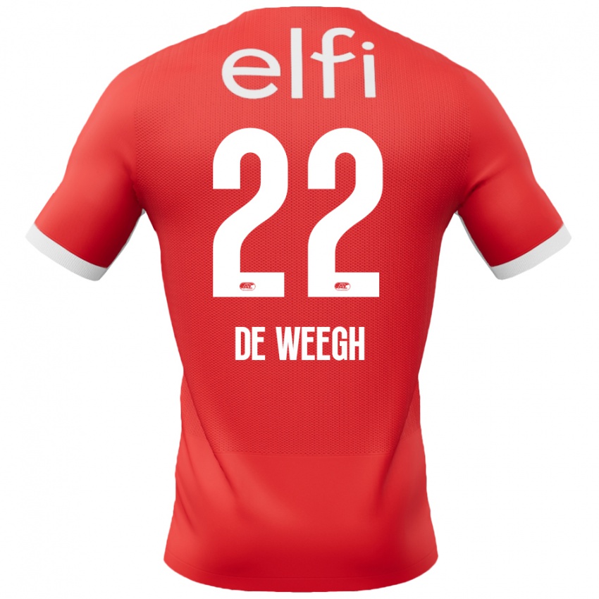 Hombre Camiseta Bo Op De Weegh #22 Rojo Blanco 1ª Equipación 2024/25 La Camisa México