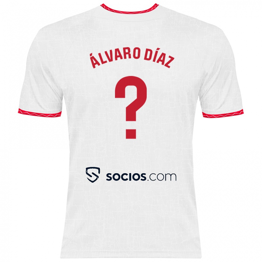 Hombre Camiseta Álvaro Díaz #0 Blanco Rojo 1ª Equipación 2024/25 La Camisa México