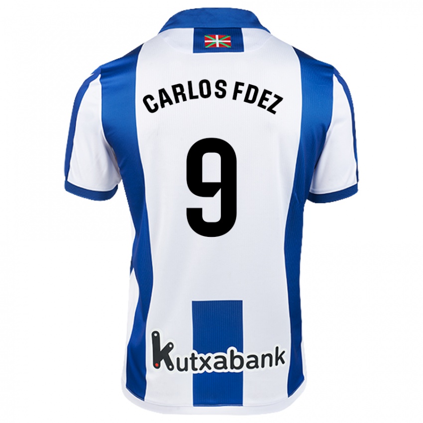 Hombre Camiseta Carlos Fernandez #9 Blanco Azul 1ª Equipación 2024/25 La Camisa México