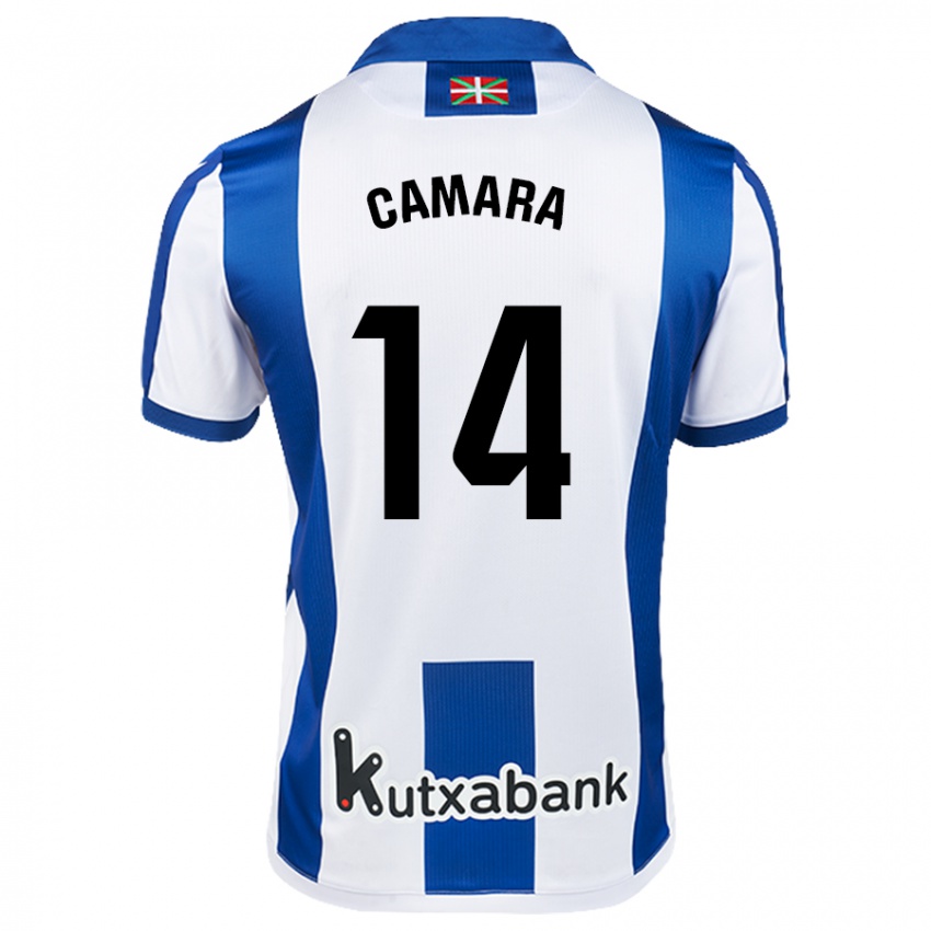 Hombre Camiseta Ibra Cámara #14 Blanco Azul 1ª Equipación 2024/25 La Camisa México