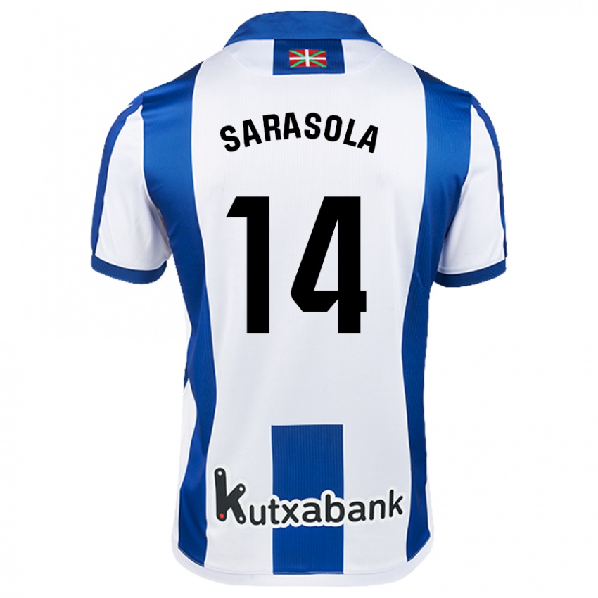 Hombre Camiseta Izarne Sarasola Beain #14 Blanco Azul 1ª Equipación 2024/25 La Camisa México