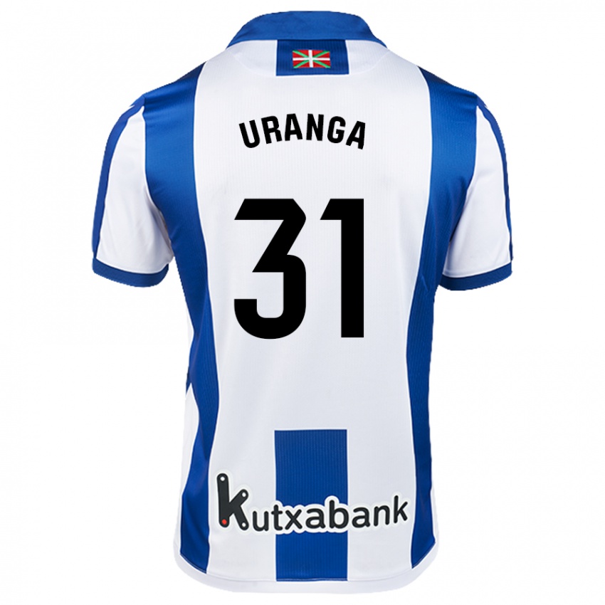 Hombre Camiseta Haizea Uranga Agirre #31 Blanco Azul 1ª Equipación 2024/25 La Camisa México