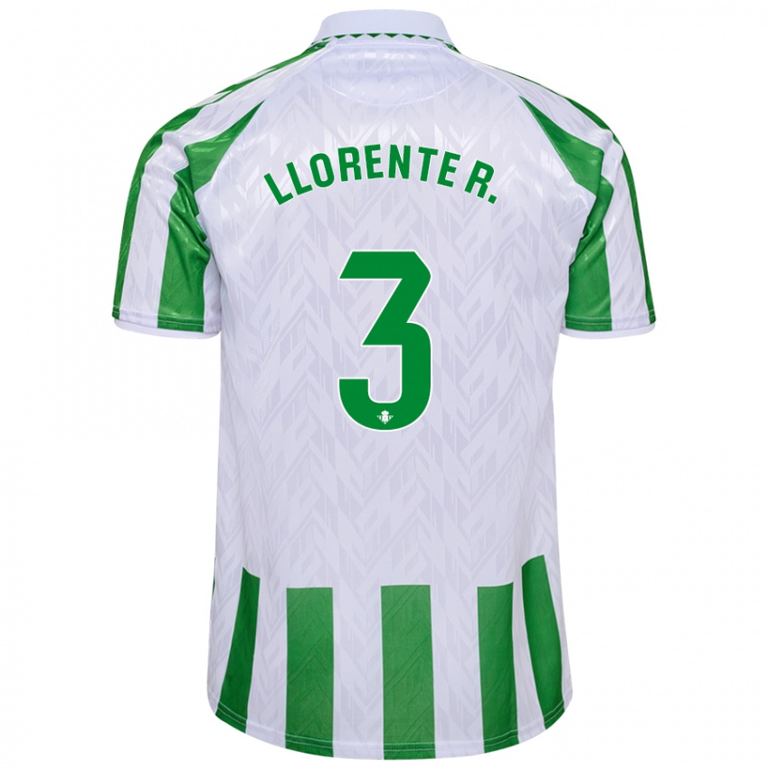 Hombre Camiseta Diego Llorente #3 Verde Rayas Blancas 1ª Equipación 2024/25 La Camisa México