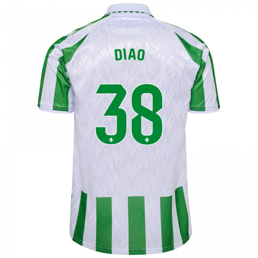 Hombre Camiseta Assane Diao #38 Verde Rayas Blancas 1ª Equipación 2024/25 La Camisa México