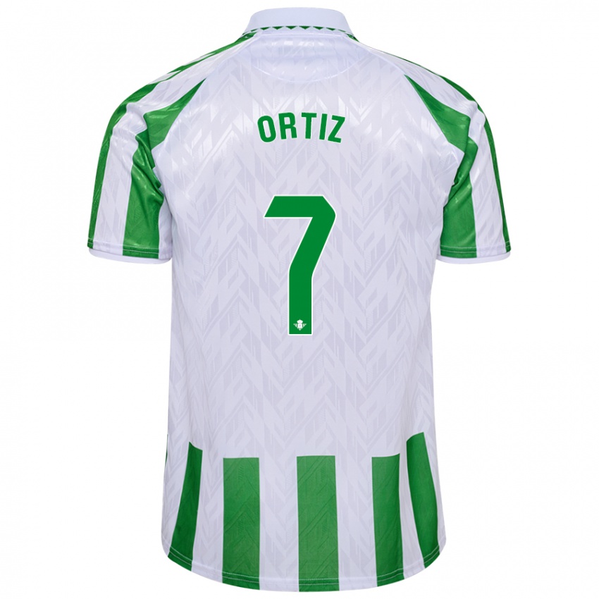 Hombre Camiseta Ángel Ortiz #7 Verde Rayas Blancas 1ª Equipación 2024/25 La Camisa México