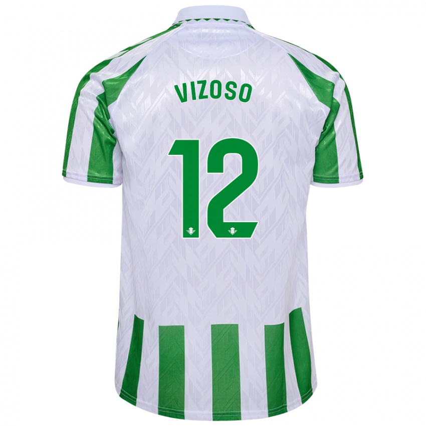 Hombre Camiseta Paula Vizoso Prieto #12 Verde Rayas Blancas 1ª Equipación 2024/25 La Camisa México