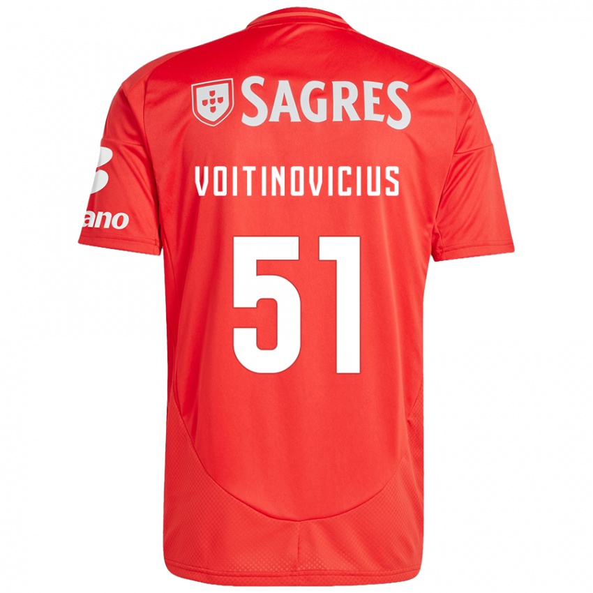 Hombre Camiseta Arnas Voitinovicius #51 Rojo Blanco 1ª Equipación 2024/25 La Camisa México