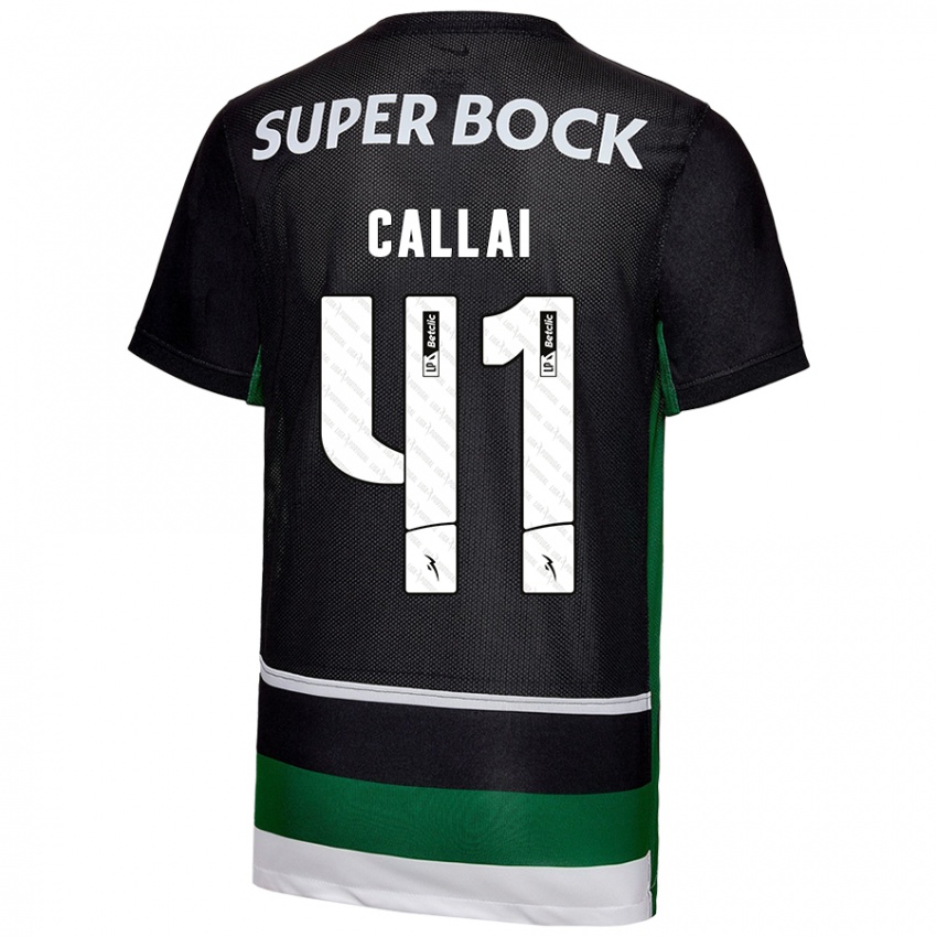 Hombre Camiseta Diego Callai #41 Negro Blanco Verde 1ª Equipación 2024/25 La Camisa México