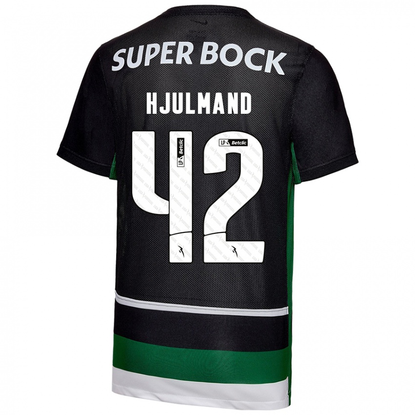 Hombre Camiseta Morten Hjulmand #42 Negro Blanco Verde 1ª Equipación 2024/25 La Camisa México