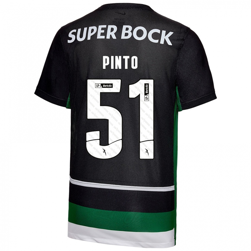 Hombre Camiseta Diogo Pinto #51 Negro Blanco Verde 1ª Equipación 2024/25 La Camisa México