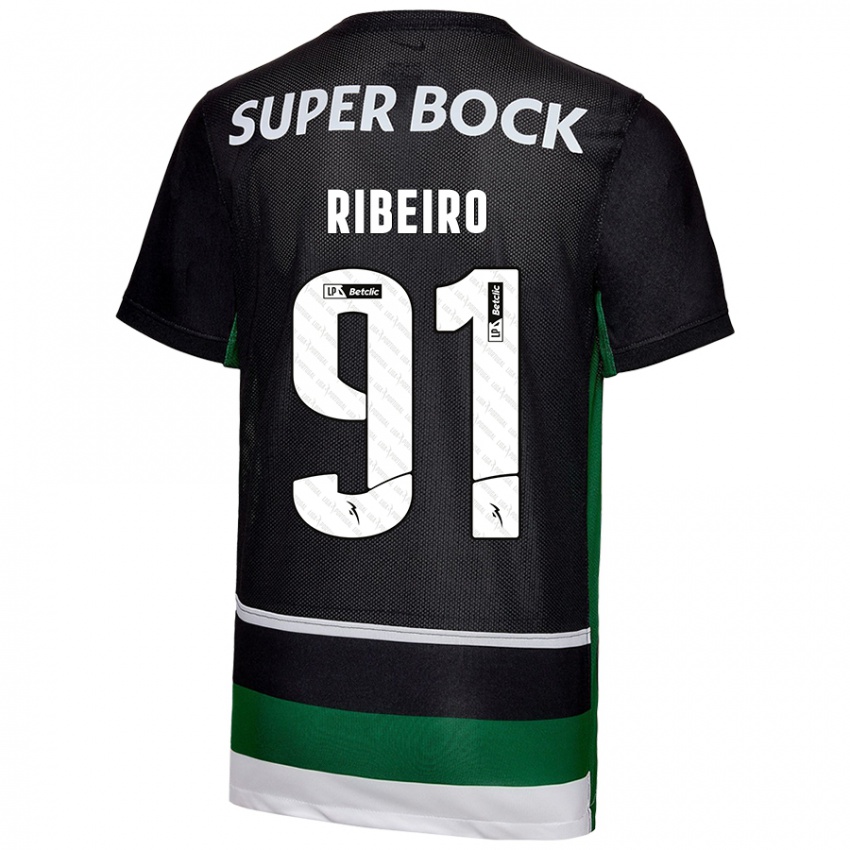 Hombre Camiseta Rodrigo Ribeiro #91 Negro Blanco Verde 1ª Equipación 2024/25 La Camisa México