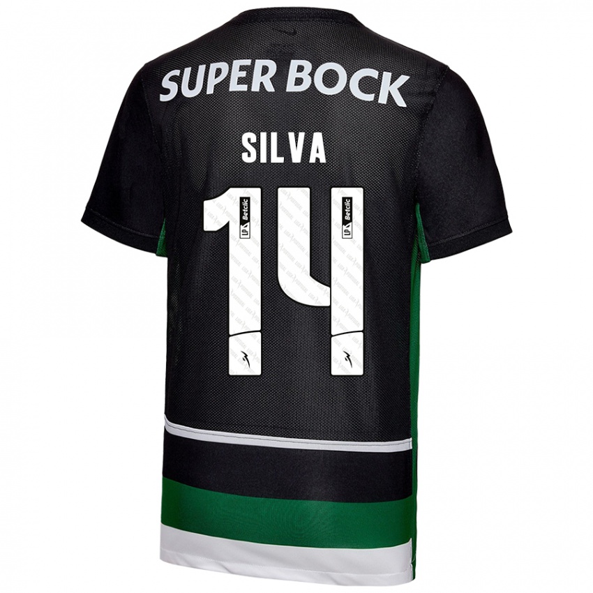 Hombre Camiseta Guilherme Silva #14 Negro Blanco Verde 1ª Equipación 2024/25 La Camisa México