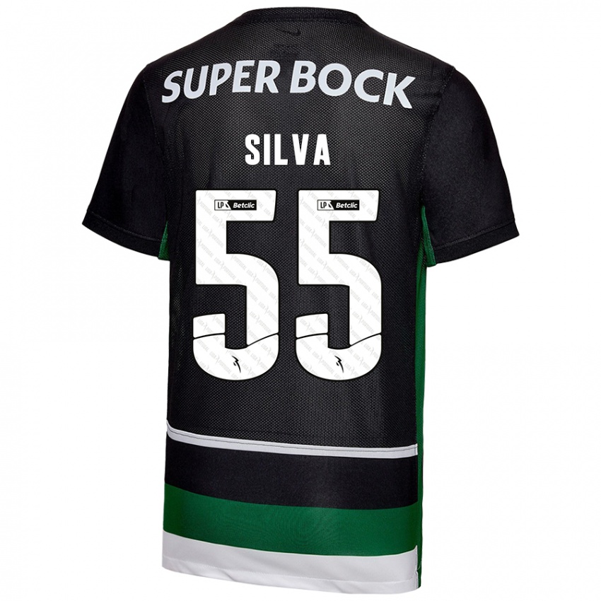 Hombre Camiseta José Silva #55 Negro Blanco Verde 1ª Equipación 2024/25 La Camisa México