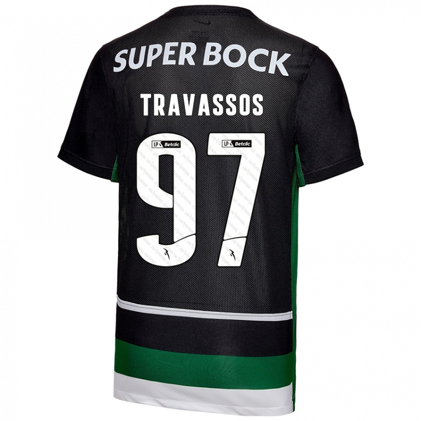 Hombre Camiseta Travassos #97 Negro Blanco Verde 1ª Equipación 2024/25 La Camisa México