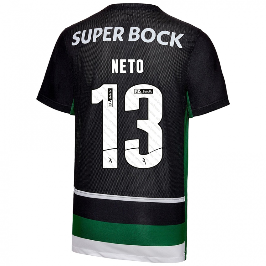 Hombre Camiseta Luis Neto #13 Negro Blanco Verde 1ª Equipación 2024/25 La Camisa México