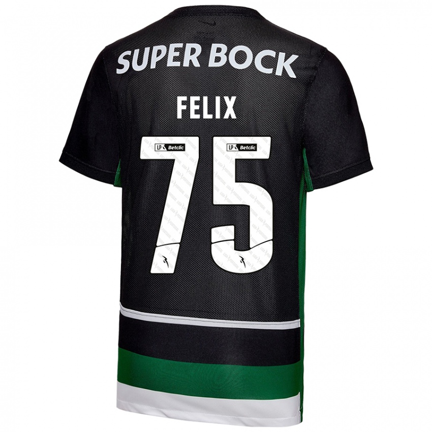 Hombre Camiseta Vando Félix #75 Negro Blanco Verde 1ª Equipación 2024/25 La Camisa México