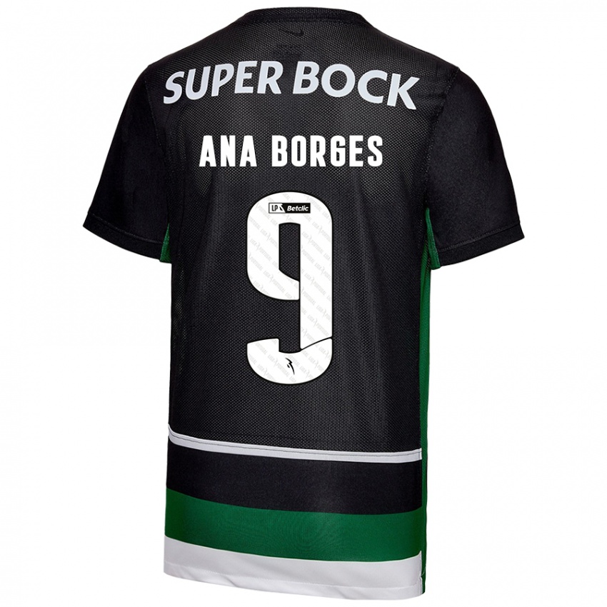 Hombre Camiseta Ana Catarina Marques Borges #9 Negro Blanco Verde 1ª Equipación 2024/25 La Camisa México