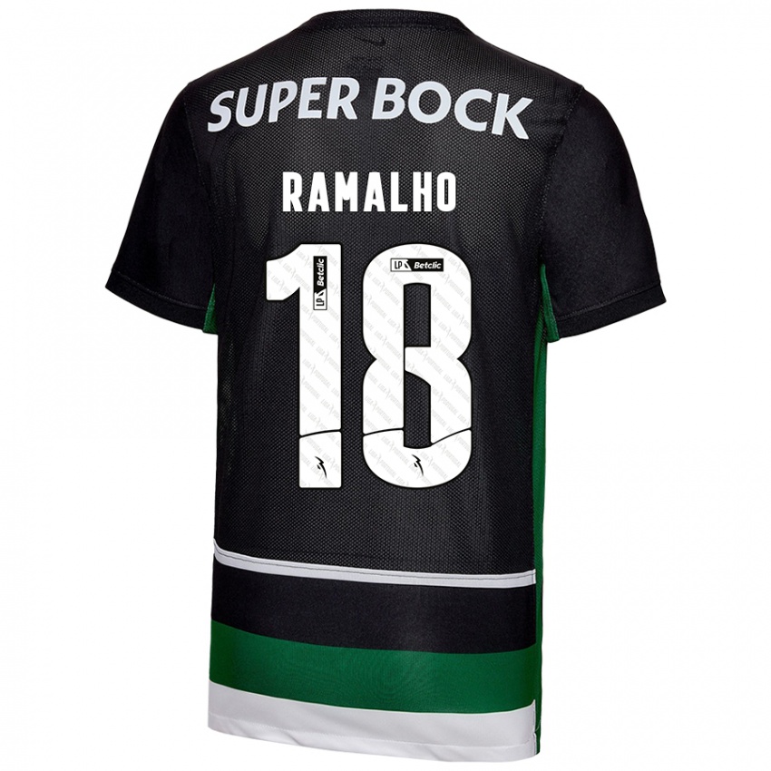 Hombre Camiseta Inês Filipa Ramalho Gonçalves #18 Negro Blanco Verde 1ª Equipación 2024/25 La Camisa México