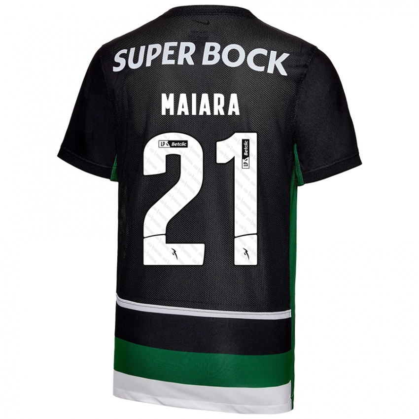 Hombre Camiseta Maiara Carolina Niehues #21 Negro Blanco Verde 1ª Equipación 2024/25 La Camisa México