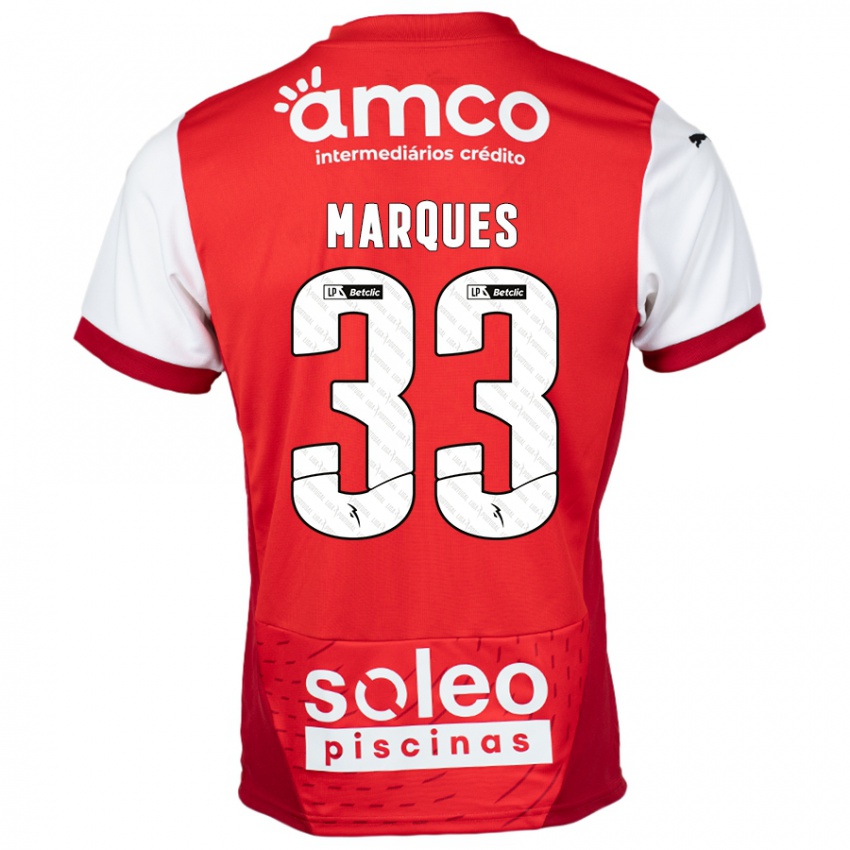 Hombre Camiseta João Marques #33 Rojo Blanco 1ª Equipación 2024/25 La Camisa México