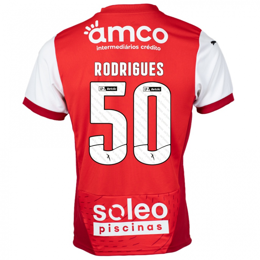 Hombre Camiseta Diego Rodrigues #50 Rojo Blanco 1ª Equipación 2024/25 La Camisa México