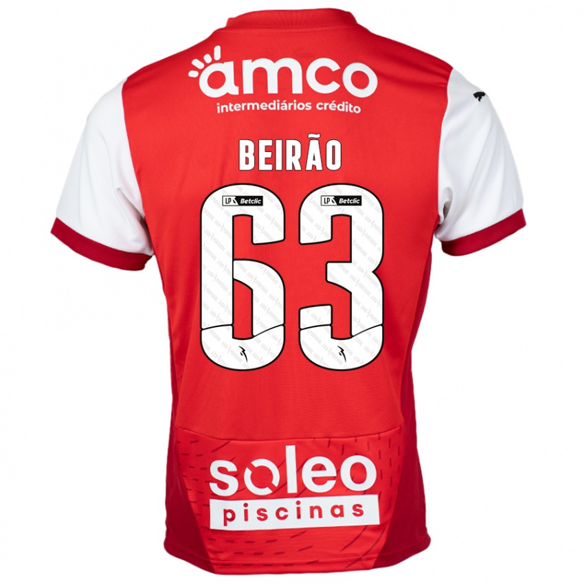 Hombre Camiseta Rodrigo Beirão #63 Rojo Blanco 1ª Equipación 2024/25 La Camisa México