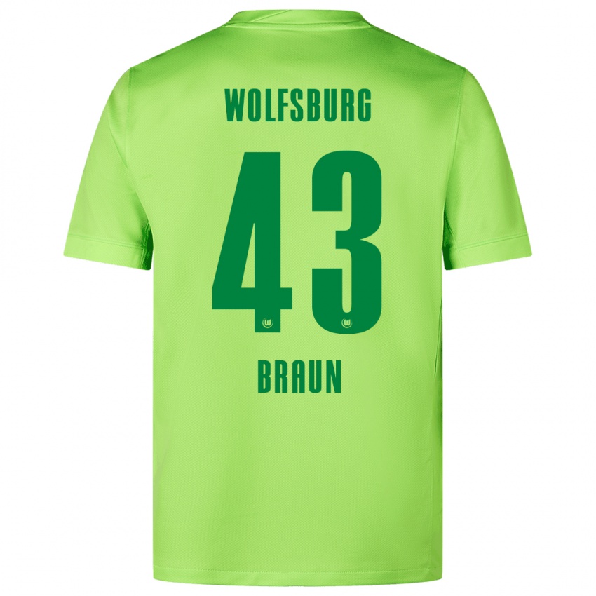 Hombre Camiseta Manuel Braun #43 Verde Fluorescente 1ª Equipación 2024/25 La Camisa México