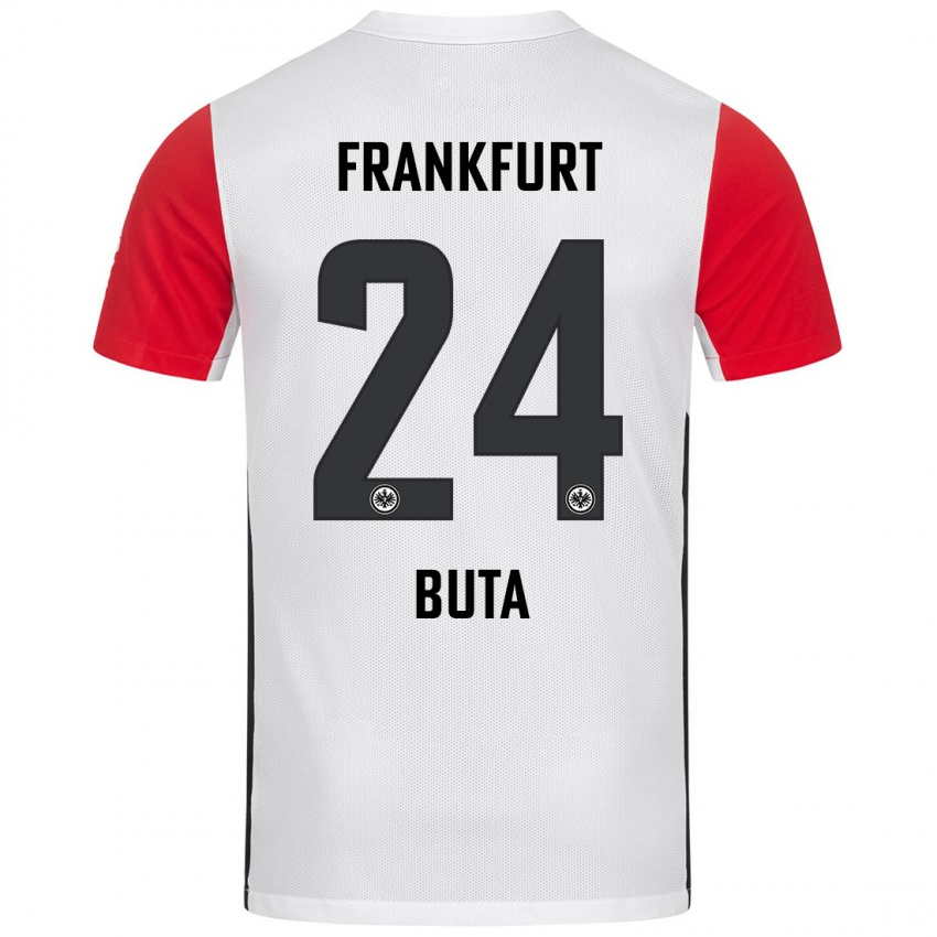 Hombre Camiseta Aurélio Buta #24 Blanco Rojo 1ª Equipación 2024/25 La Camisa México