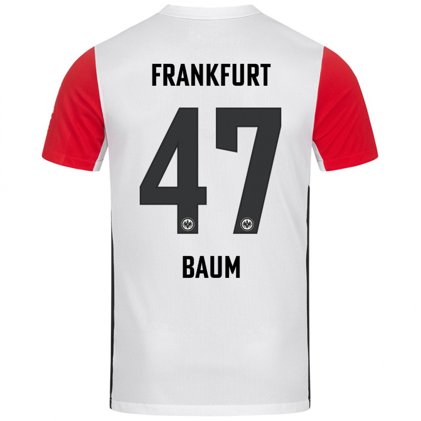 Hombre Camiseta Elias Baum #47 Blanco Rojo 1ª Equipación 2024/25 La Camisa México