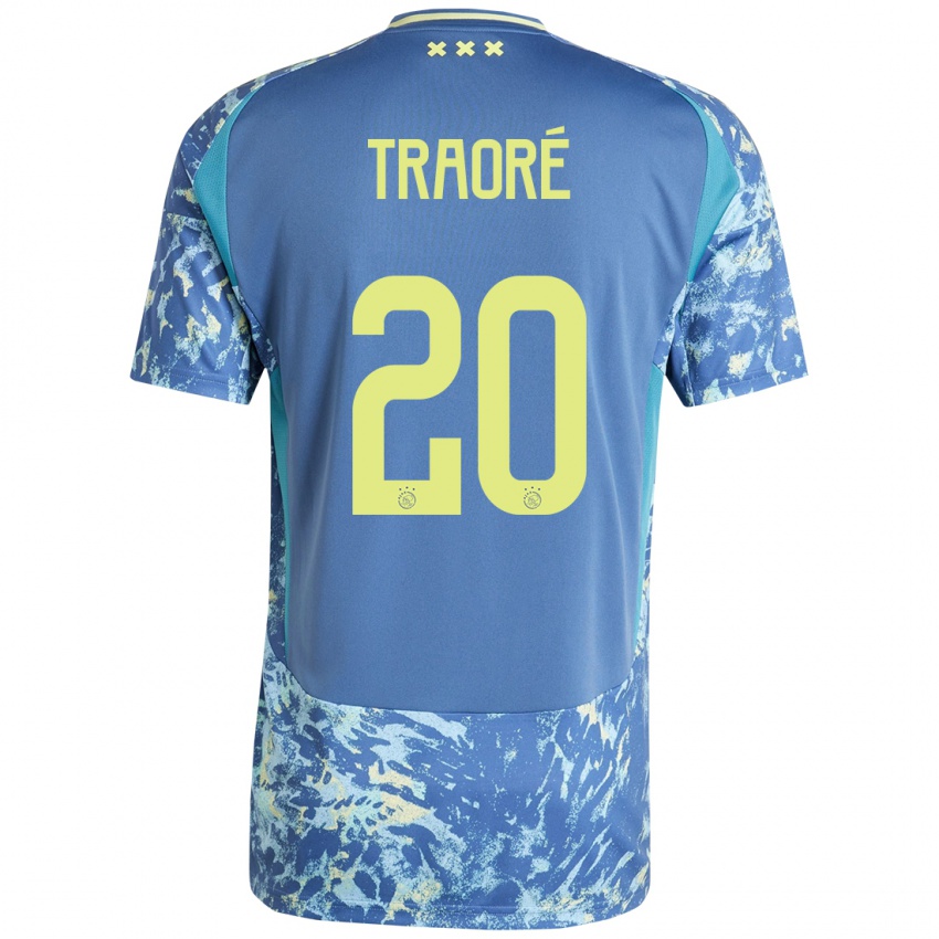 Hombre Camiseta Bertrand Traore #20 Gris Azul Amarillo 2ª Equipación 2024/25 La Camisa México