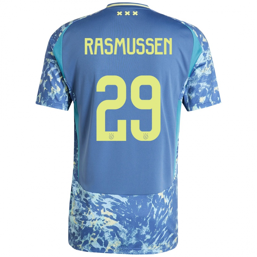 Hombre Camiseta Christian Rasmussen #29 Gris Azul Amarillo 2ª Equipación 2024/25 La Camisa México