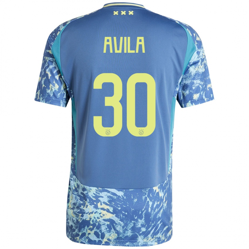 Hombre Camiseta Gastón Ávila #30 Gris Azul Amarillo 2ª Equipación 2024/25 La Camisa México