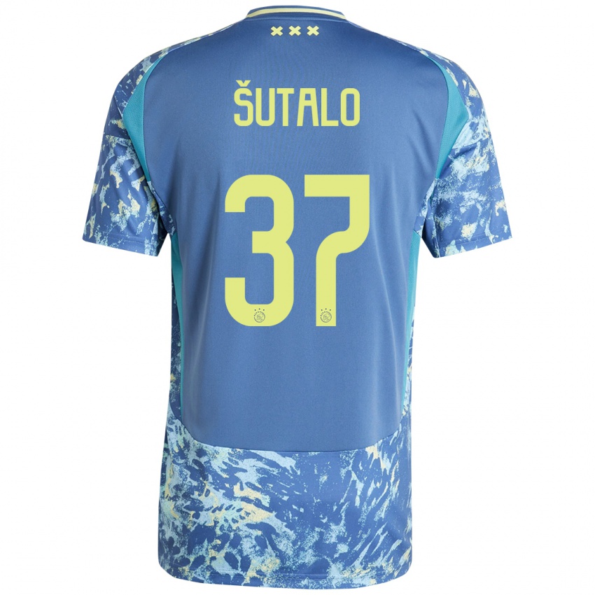 Hombre Camiseta Josip Sutalo #37 Gris Azul Amarillo 2ª Equipación 2024/25 La Camisa México