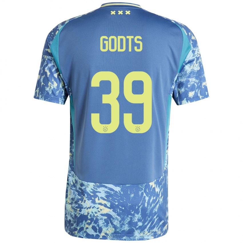 Hombre Camiseta Mika Godts #39 Gris Azul Amarillo 2ª Equipación 2024/25 La Camisa México