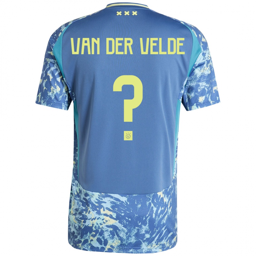 Hombre Camiseta Valentijn Van Der Velde #0 Gris Azul Amarillo 2ª Equipación 2024/25 La Camisa México