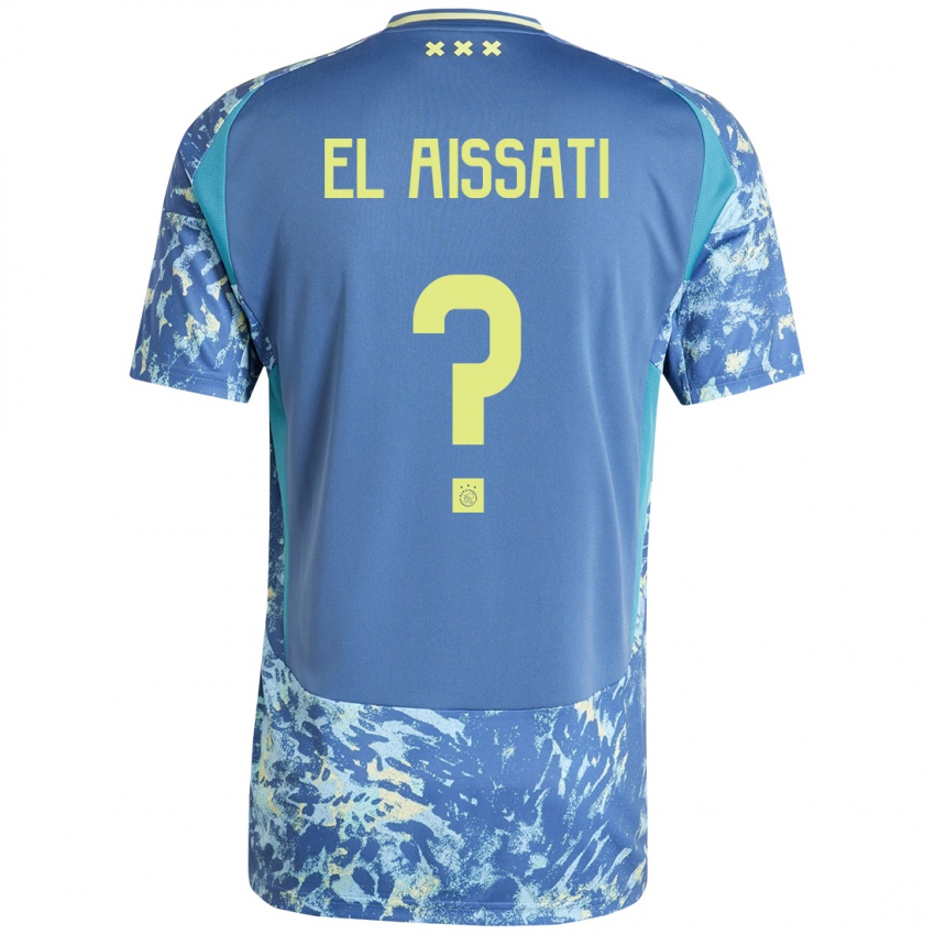 Hombre Camiseta Yasser El Aissati #0 Gris Azul Amarillo 2ª Equipación 2024/25 La Camisa México