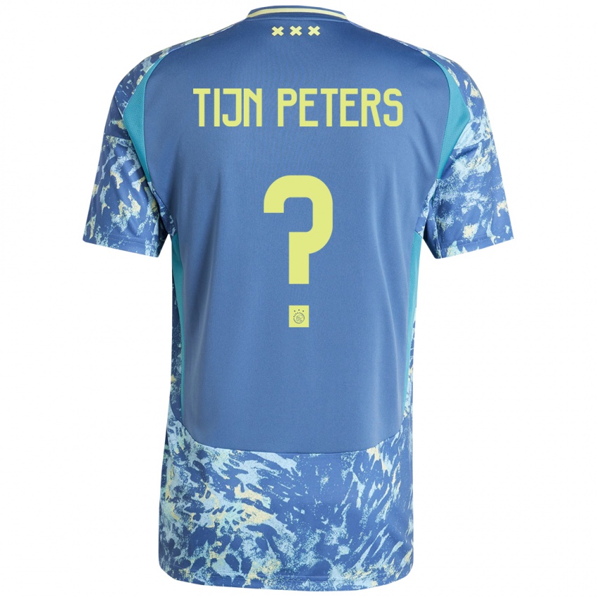 Hombre Camiseta Tijn Peters #0 Gris Azul Amarillo 2ª Equipación 2024/25 La Camisa México